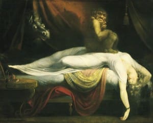 Used and imitated on more book covers than perhaps any other painting, Henry Fuseli's "The Nightmare" may be the definitive painting on the subject, at least from a Romantic point of view.